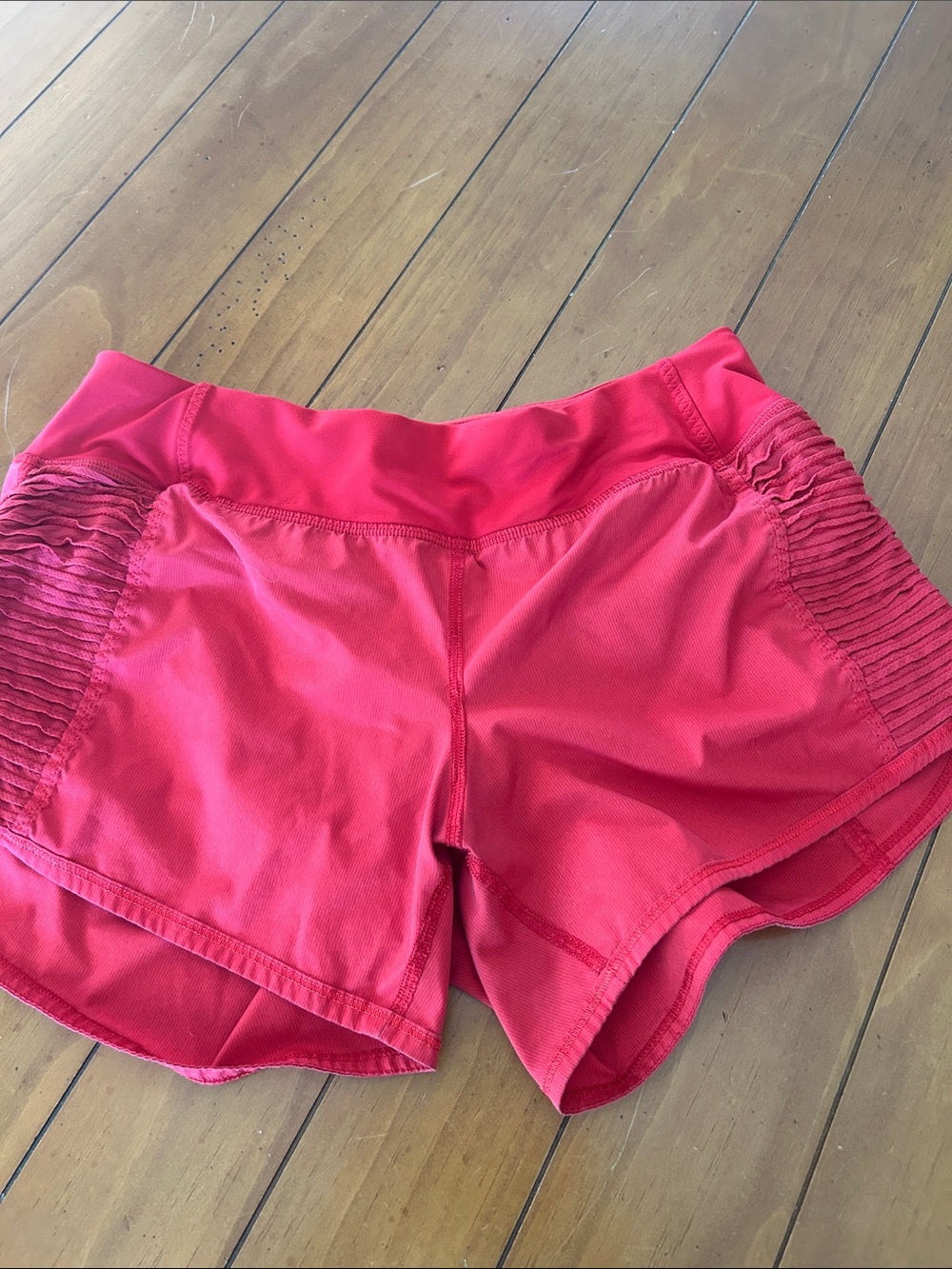 Lululemon Bright Red Athletic Running Shorts Double Back Zip Pockets